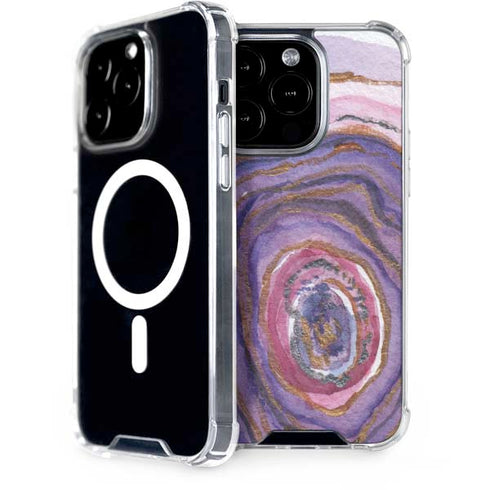 Lilac Watercolor Geode iPhone 15 Pro MagSafe Case